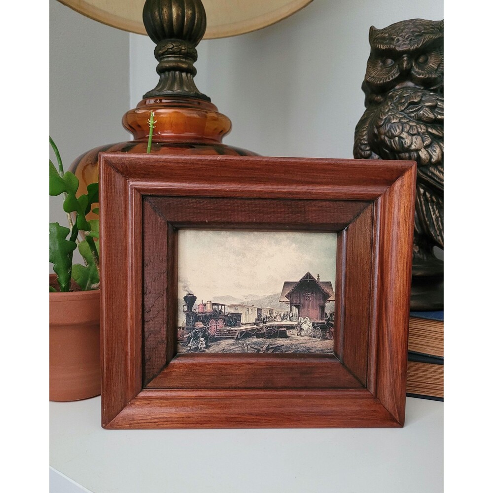 Vintage Railroad Train Station Art Framed Print